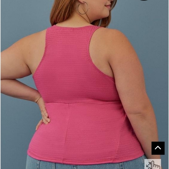 Torrid Festi Smocked Jersey Seamed Corset Tank Top 3X Pink Barbiecore - Picture 11 of 11